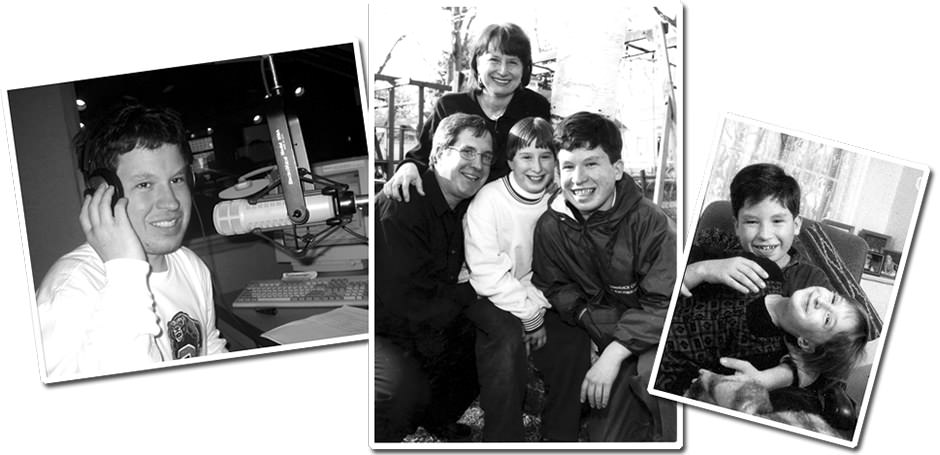 Photos of Micah Fialka-Feldman and family.